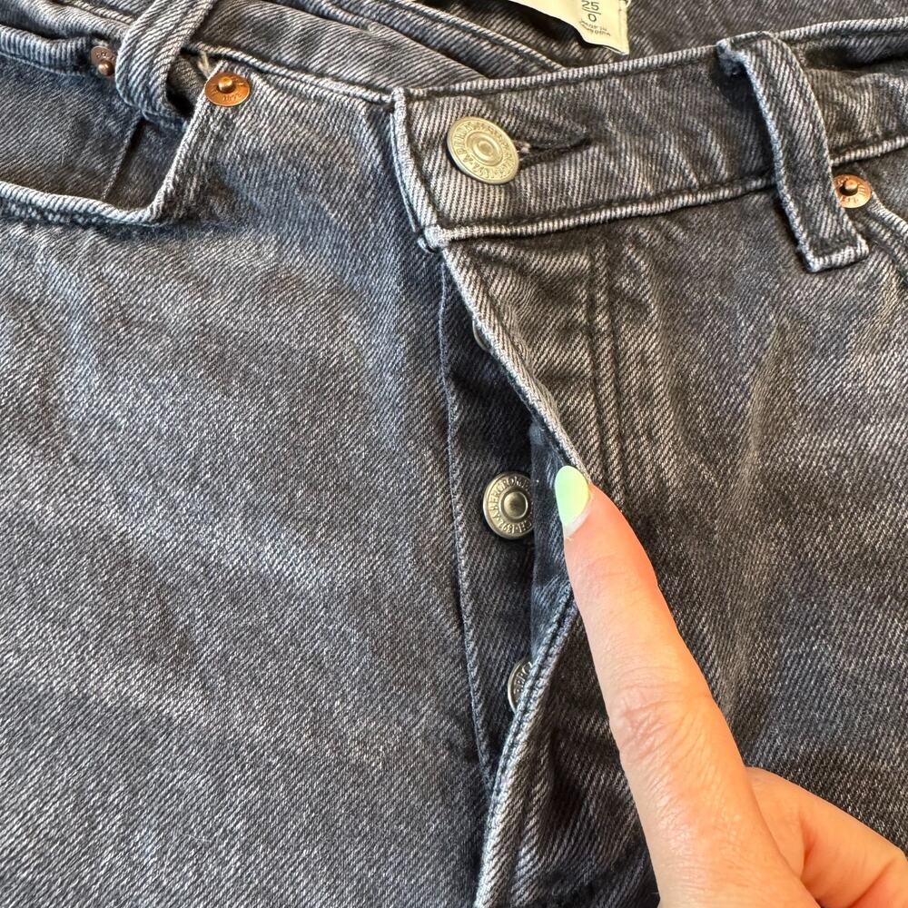 Abercrombie & Fitch The Dad Shorts Womens 25/0 Black Denim Button Fly High Rise - Picture 3 of 8